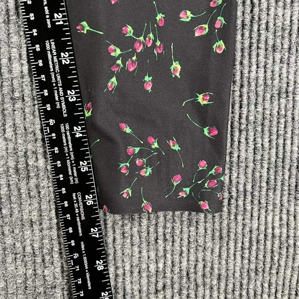 Nike Leggings Womens Large Black Floral Roses Geometric Dri Fit Active Workout